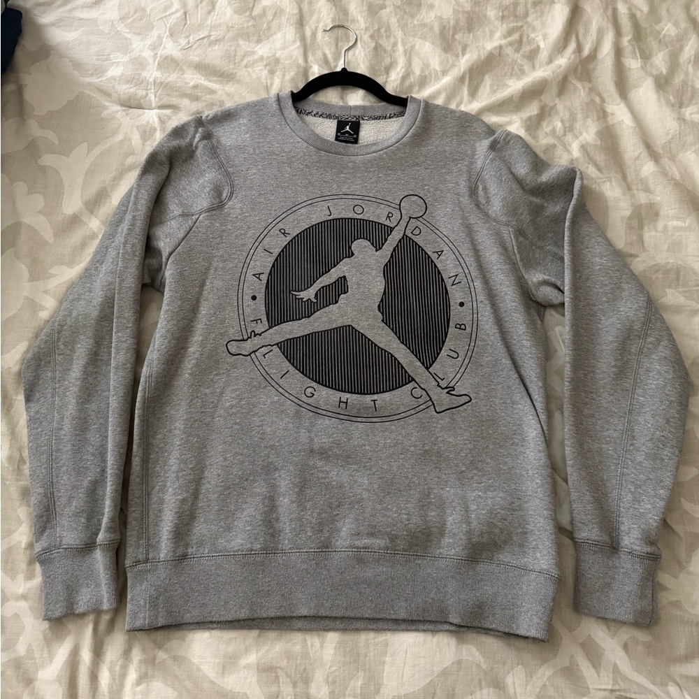 Nike Air Jordan Flight Club Gray Crewneck Sweatshirt Size Medium EUC